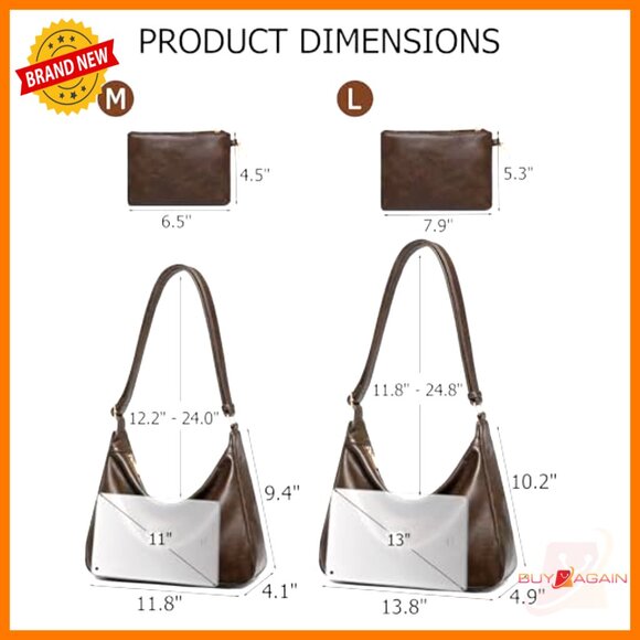 Soft Vegan Leather Hobo Bag with Adjustable Strap and Mini Purse - Picture 2 of 7